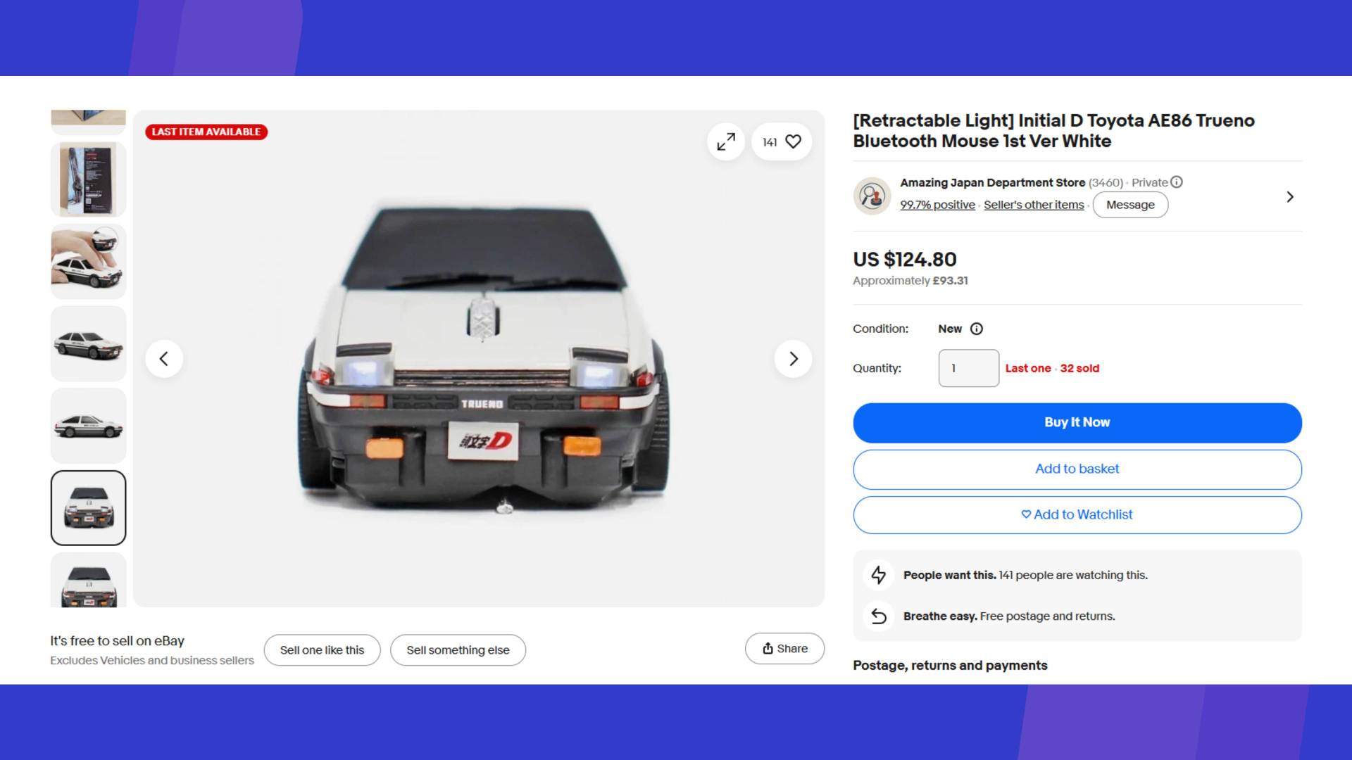 Screenshot of an eBay listing on top of a blue GamesRadar+ background.