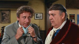 Gene Wilder and Zero Mostel looking at each other in 1967's The Producers