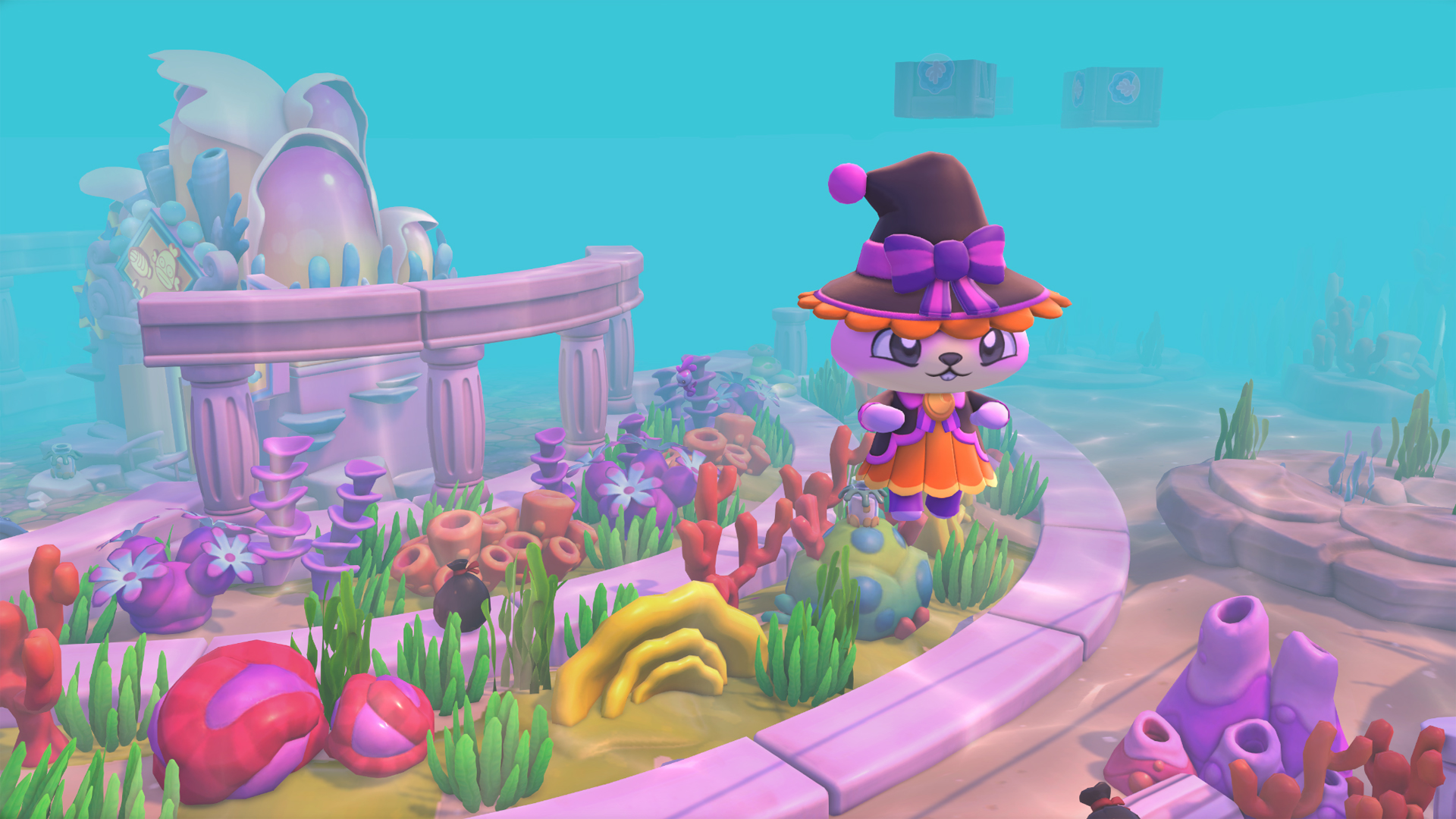 A player diving in Hello Kitty Island Adventure.