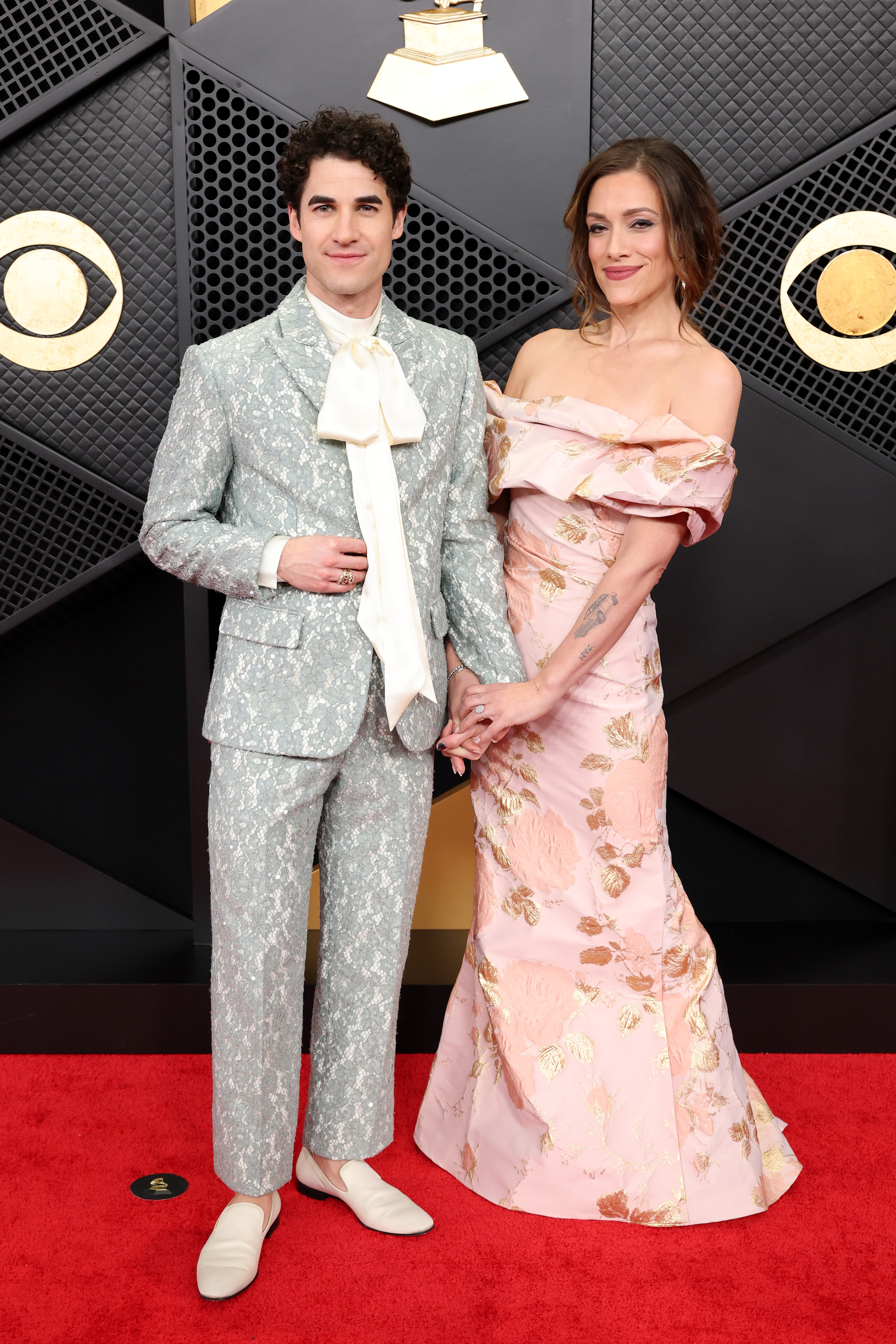 Darren Criss and Mia Swier at the 2026 Grammys red carpet