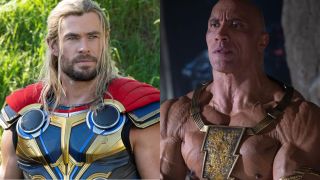 Chris Hemsworth in Thor: Love and Thunder and Dwayne Johnson in Black Adam