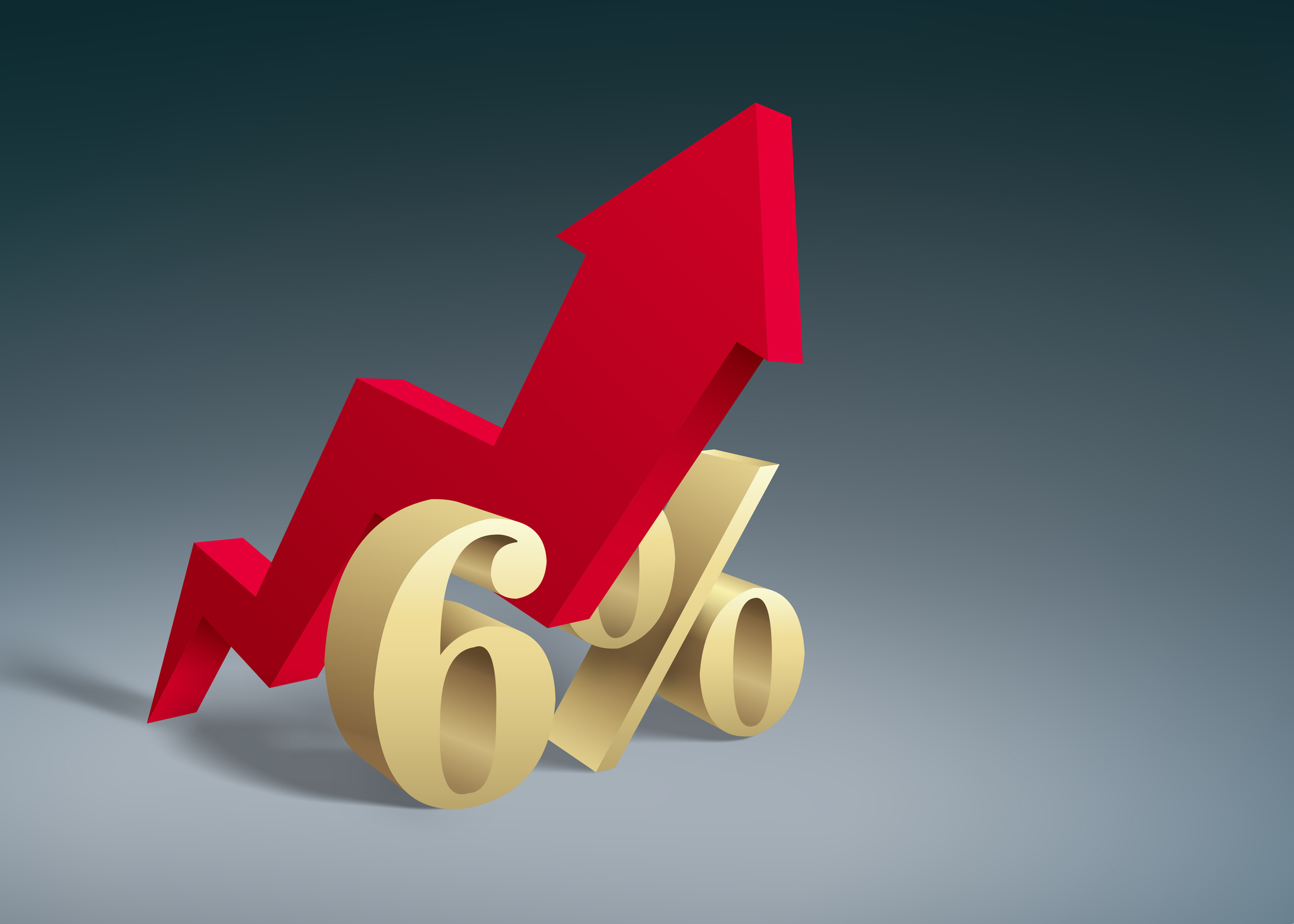 6% in figures with a red upwards pointing arrow