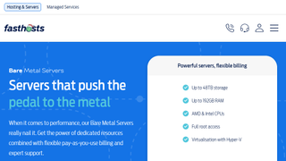 Website screenshot for Fasthosts Bare Metal Hosting