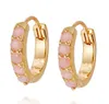 Daisy Jewellery Pink Opal Huggie Earrings 18ct Gold Plate