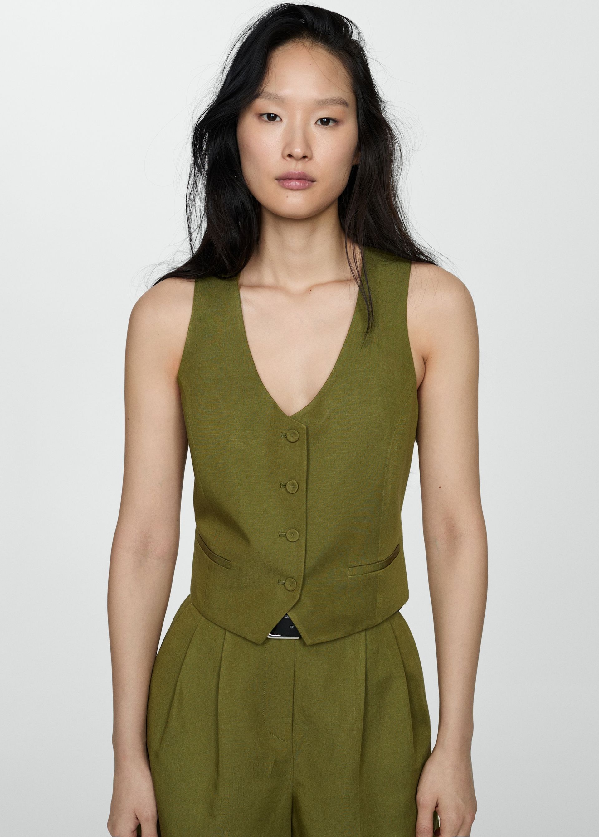 Linen Waistcoat With Buttons