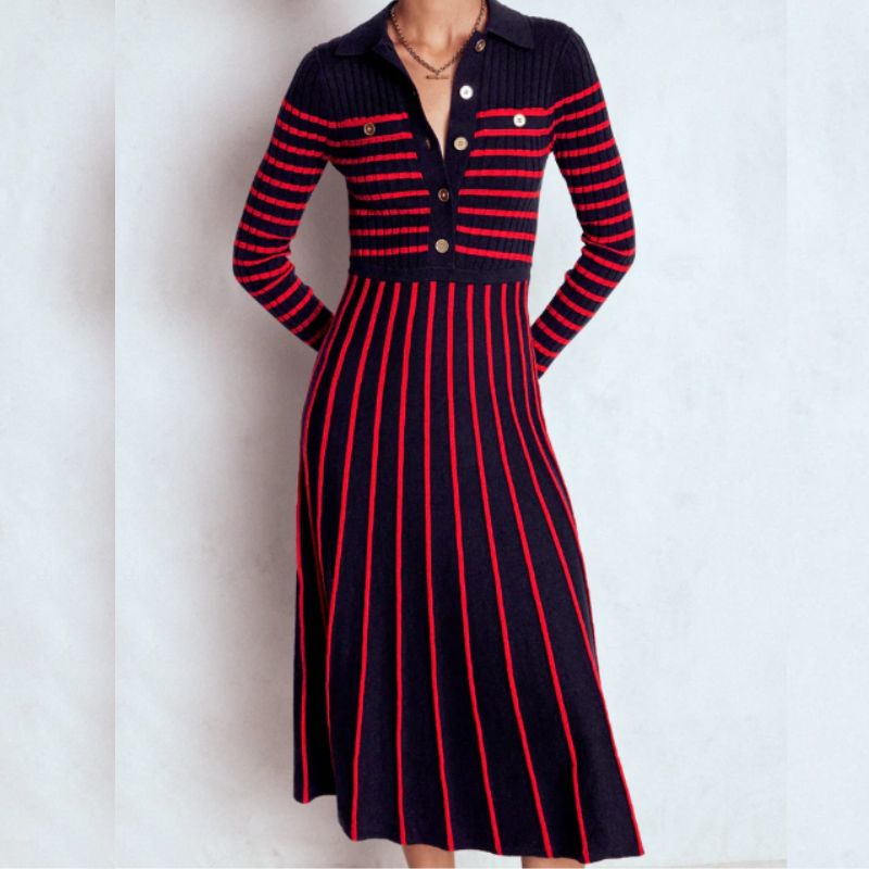 boden navy and red collared dress