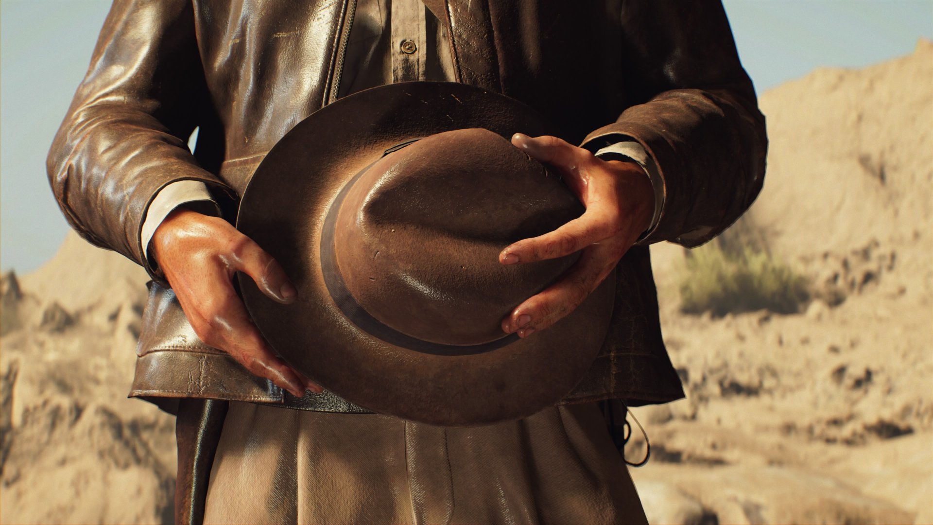 Indiana Jones and the Great Circle screenshot of Indiana Jones holding his hat