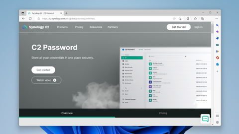 Website screenshot for Synology C2 Password 
