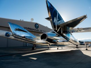 Virgin Galactic prepared its VSS Unity spaceplane on Feb. 17 for a Feb. 20 test flight that was scrubbed by weather conditions.