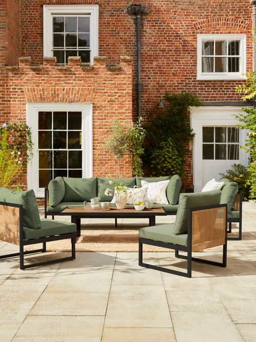 Sage Green Abel Rattan Garden Modular Sofa and Table Lounge Set