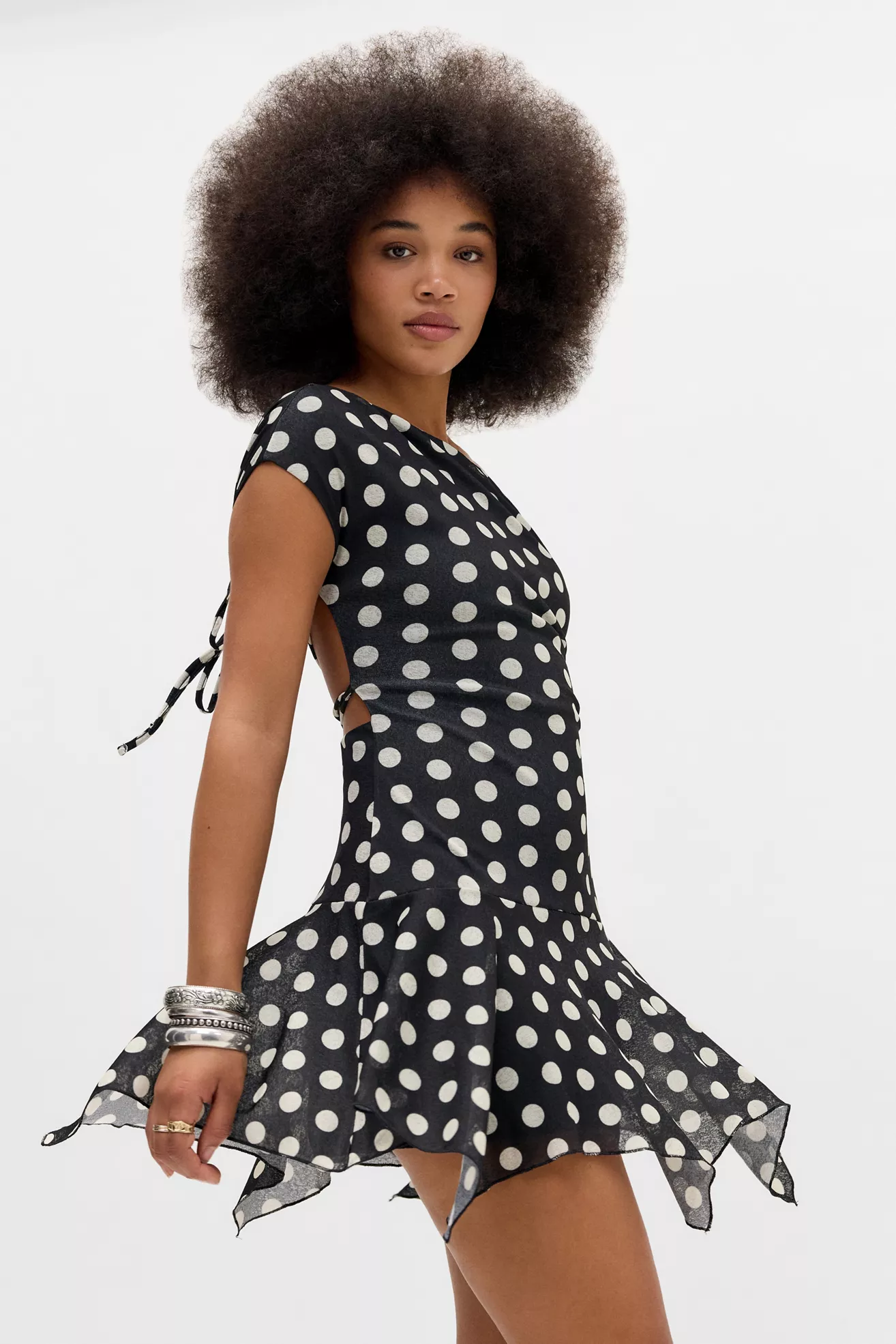 Silence + Noise Alyssa Backless Mesh Mini Dress