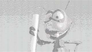 Ascii image of cartoon ant