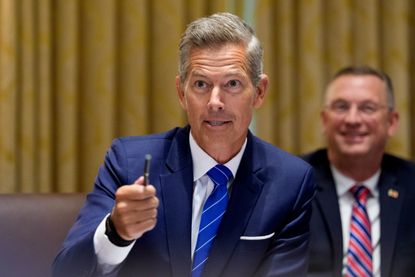 Secretary of Transportation, Sean Duffy, speaks at a White House cabinet meeting.
