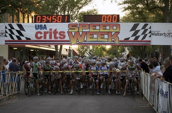 The men await the start of the fourth Speed Week criterium in Walterboro, South Carolina.