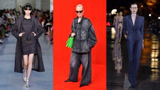 Models on the catwalk wearing denim trends 2022 head to toe denim