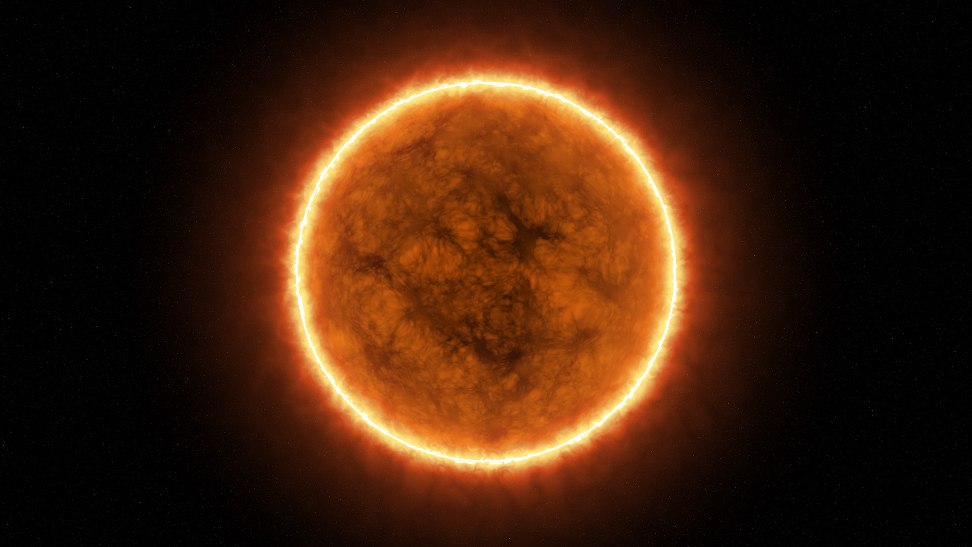 a realistic rendering of the sun glowing orange against a black background