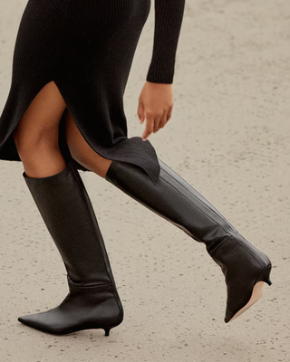 An image of Russell and Bromley kitten-heel boots.