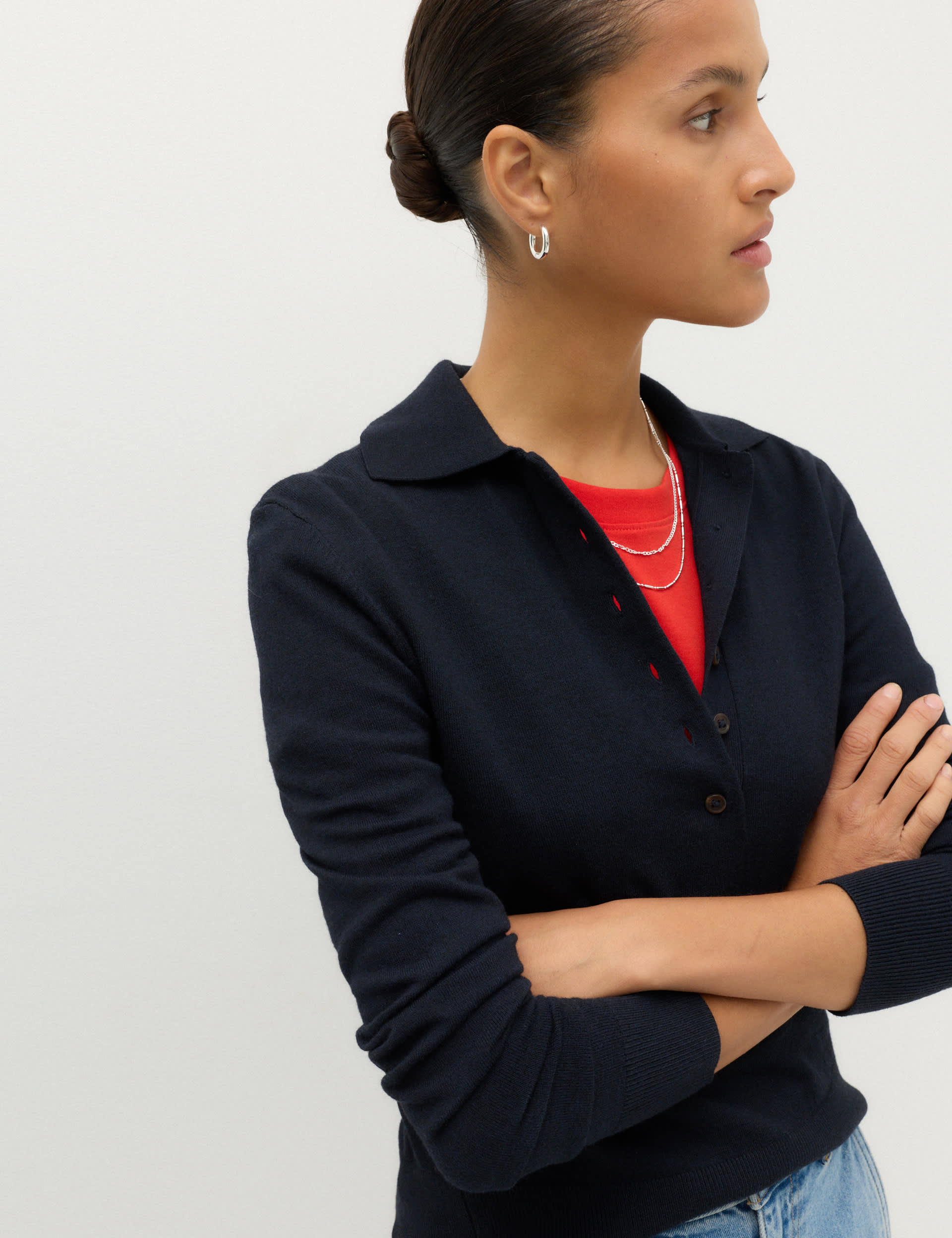 Collared Slim Jumper With Wool