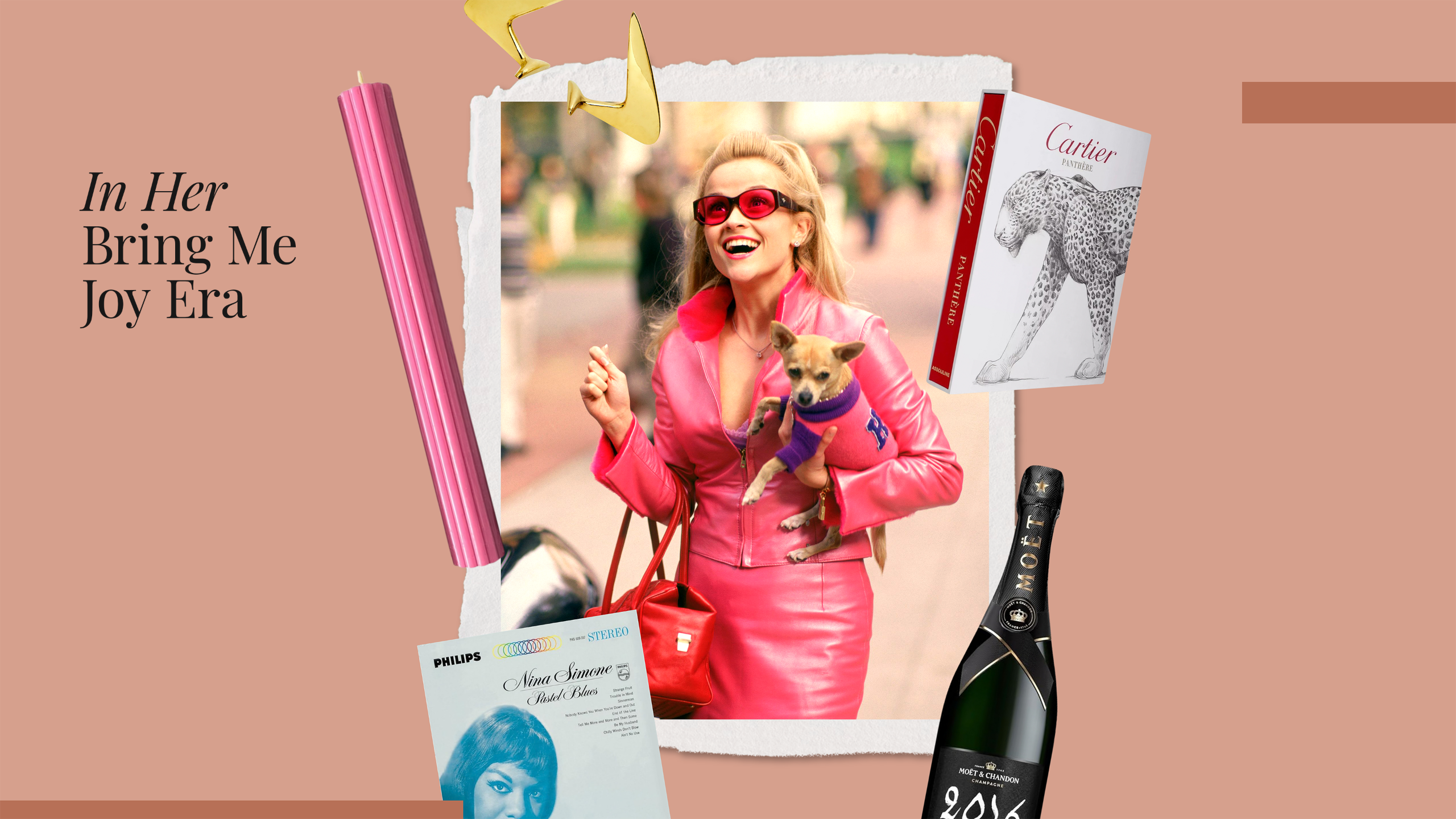image of Reese Witherspoon in Legally Blonde with gift guide products around it