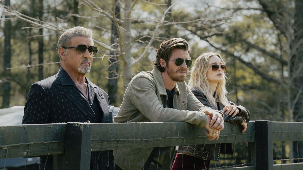 Sylvester Stallone, Garrett Hedlund and Bella Heathcote in Tulsa King