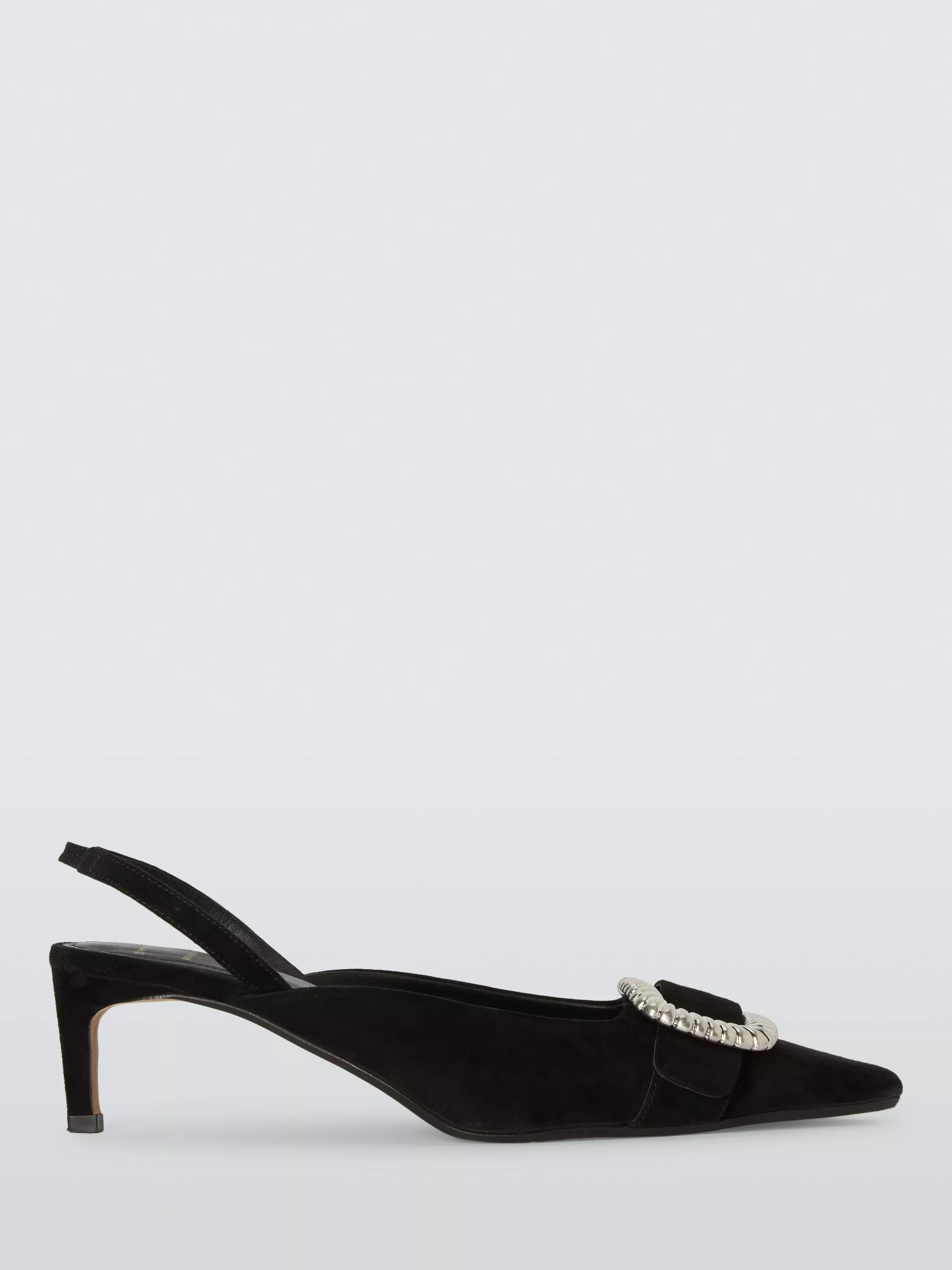 John Lewis X Rejina Pyo Slingback Buckle Suede Court Shoes, Black