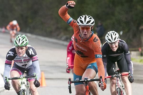 Ben Grenda (Genesys Wealth Advisers) salutes the judges in Strahan and takes out stage one of the tour.