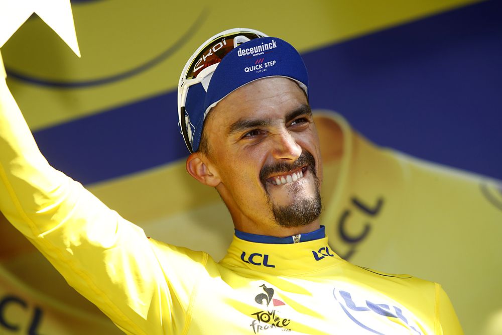 Julian Alaphilippe in the yellow jersey