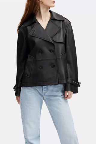 Coach Outlet Black Mini Leather Trench Coat