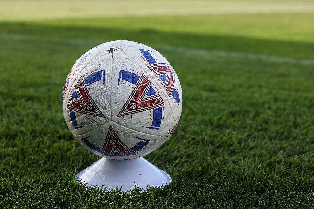 A general view of a match ball during the Enterprise National League match between Hartlepool United and Brackley Town at Victoria Park in Hartlepool, United Kingdom, on September 13, 2025.