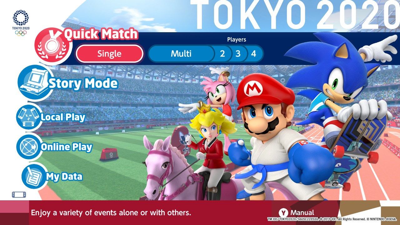 Mario &amp; Sonic at the Olympic Games: Tokyo 2020 menu