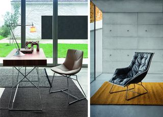 'Corina' chair and the 'Maestrale' table (left) and Grandtour' lounge chair (right)