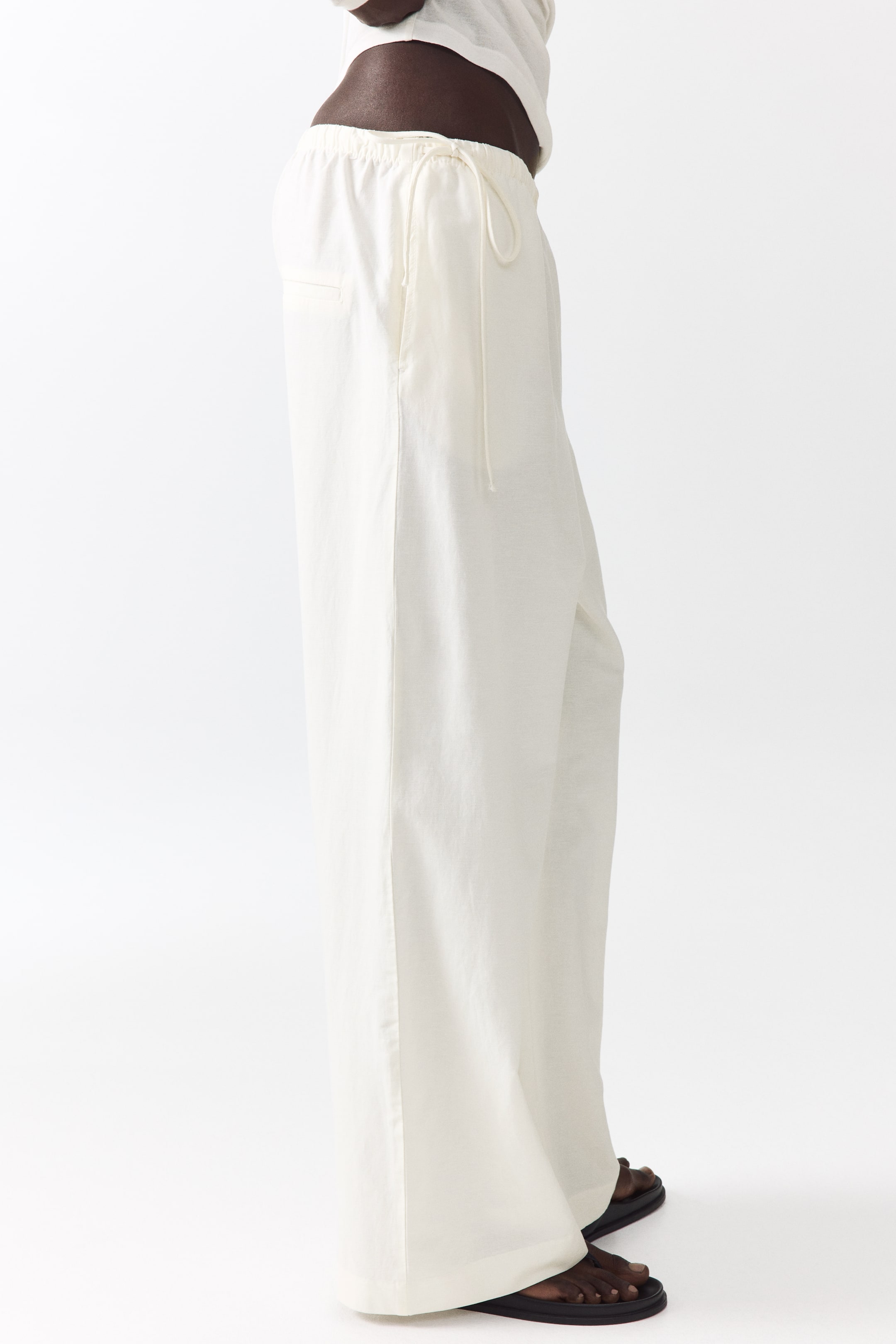 Linen-Blend Drawstring Pants