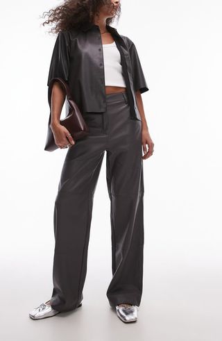 Straight Leg Faux Leather Pants