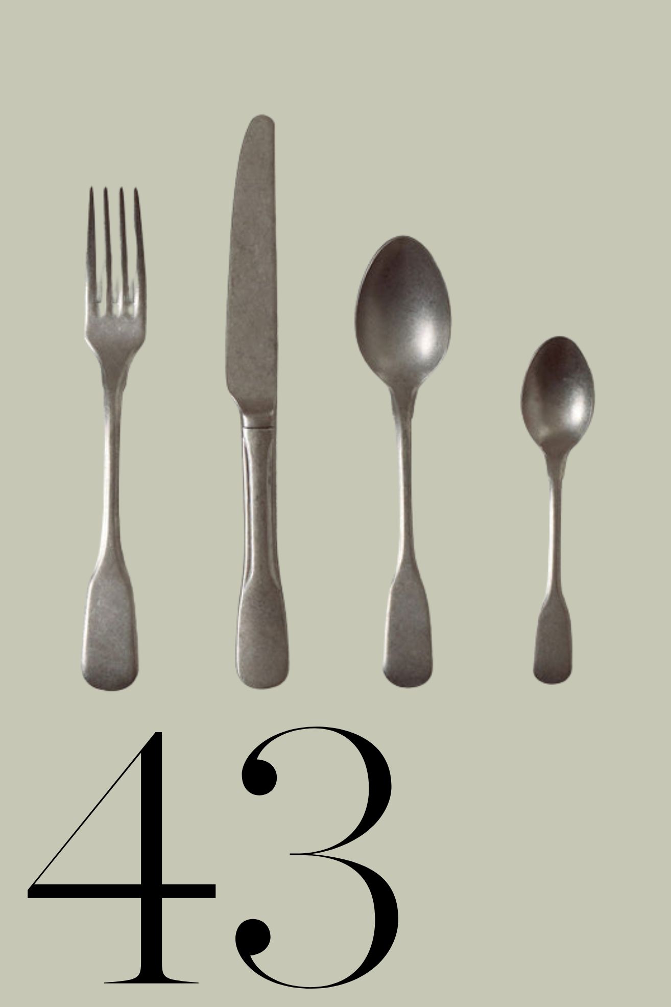 TOAST, Stonewashed Cutlery Set in Silver