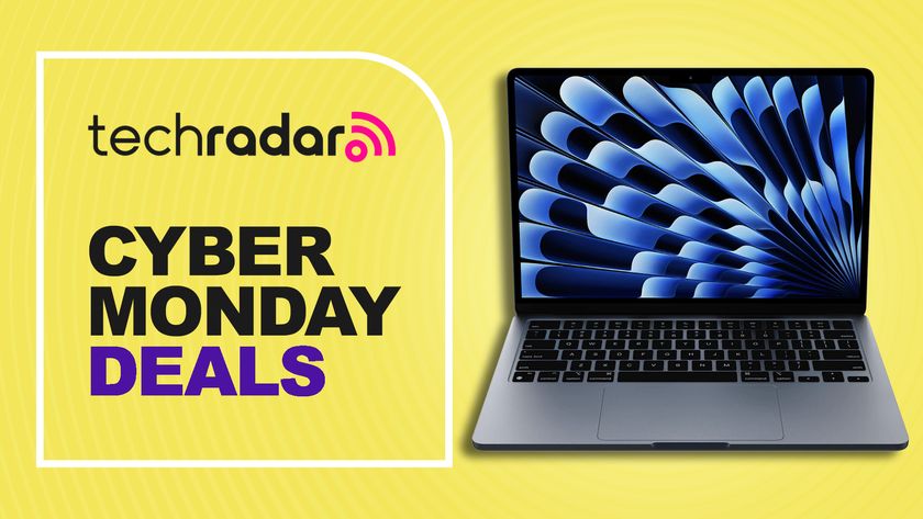 13-inch MacBook Air M4 against a yellow TechRadar deals background