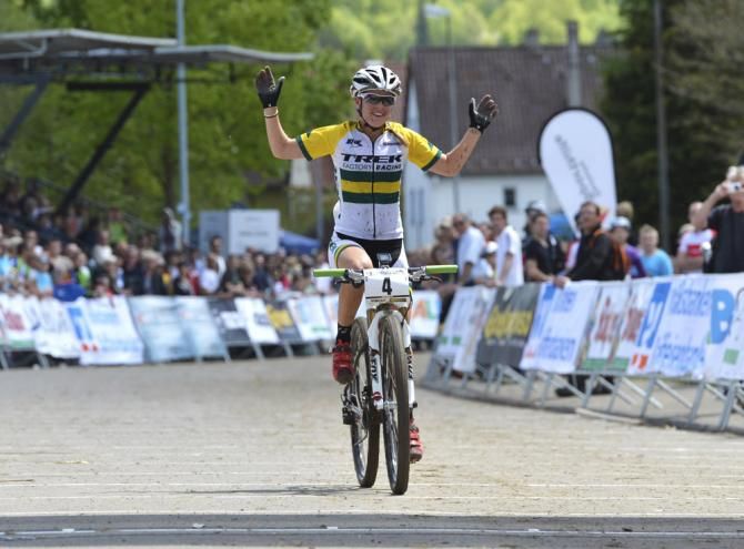 Rebecca Henderson (Trek Factory Racing) wins the U23 cross country race in Albstadt
