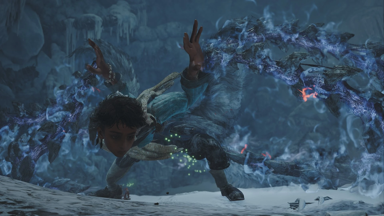 A goddamn horrifying amalgamation of Nata and Arkveld from Monster Hunter Wilds, in various states of elemental distress.
