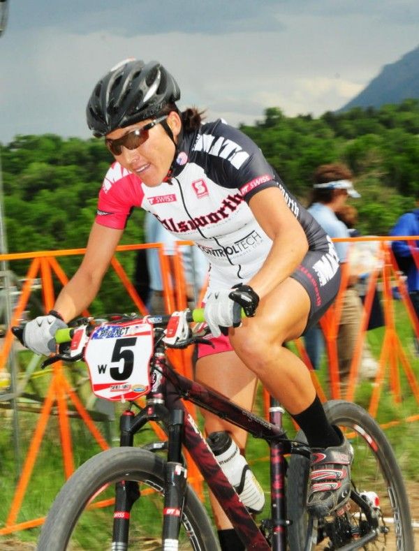 Pua Sawicki (Ellsworth) passes through the start/finish area.