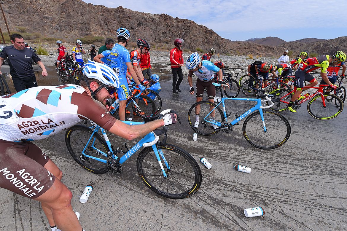 Roman Bardet (AG2R La Mondiale) is back up after crashing