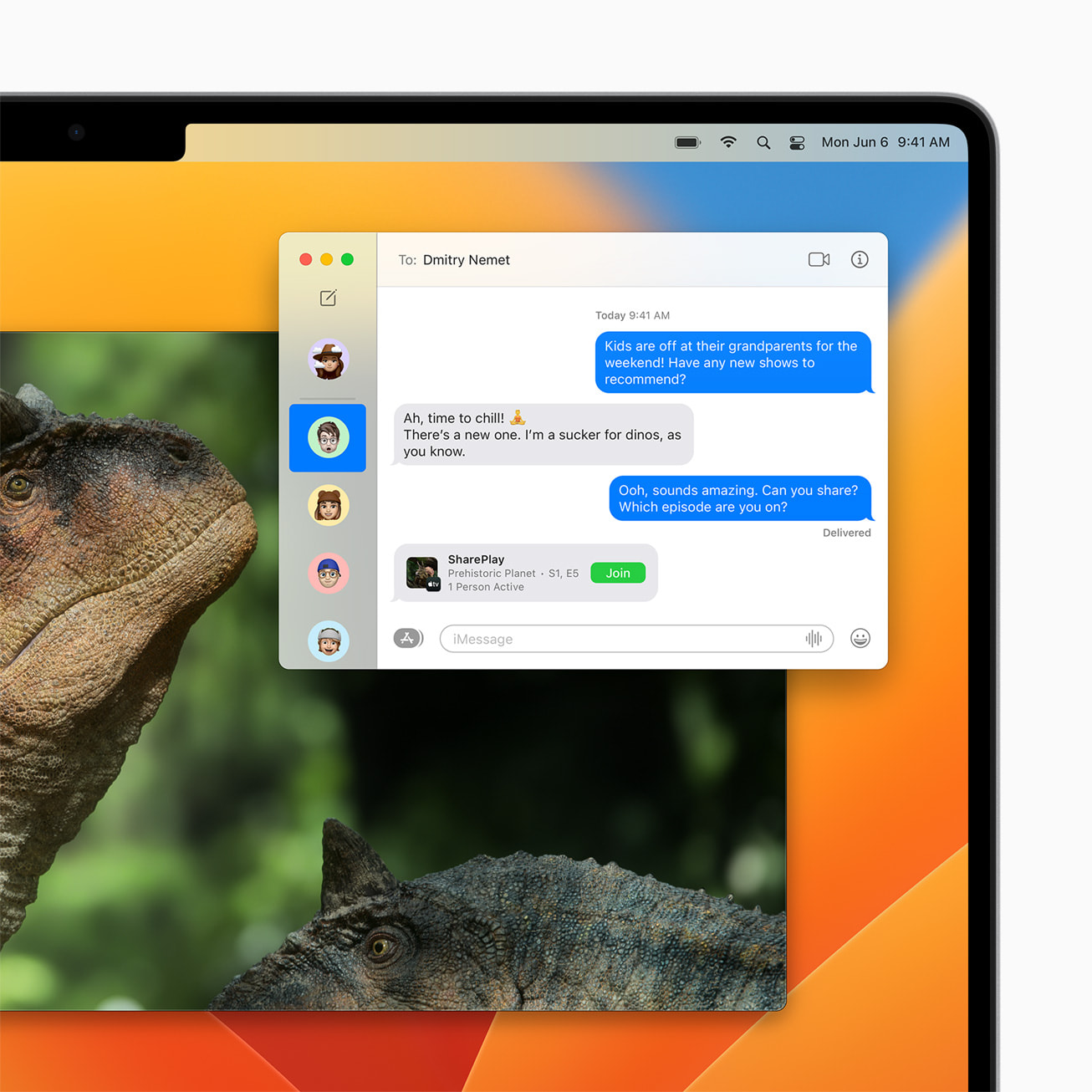Image of the Messages app on macOS Ventura