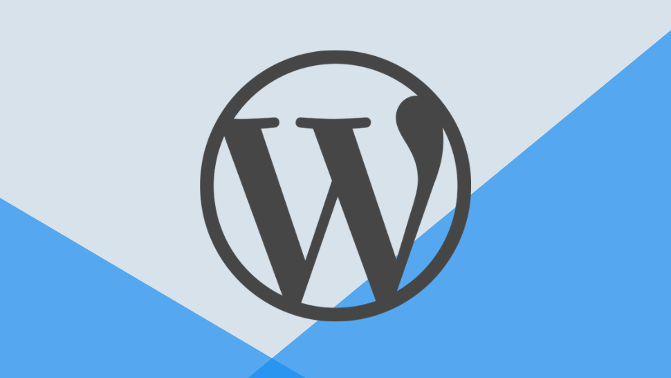 WordPress logo on light blue background