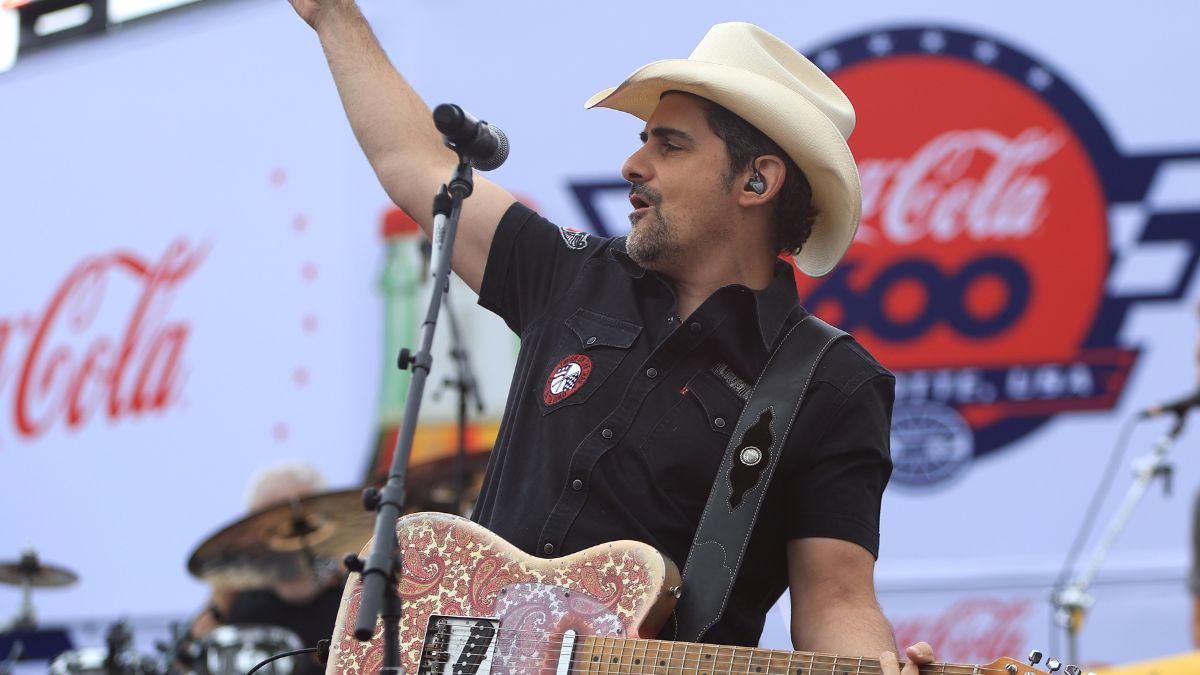 American Country music singer Brad Paisley performs the pre-race concert prior to the running of the NASCAR Cup Series Coca-Cola 600 on May 24, 2026 at Charlotte Motor Speedway in Charlotte, NC