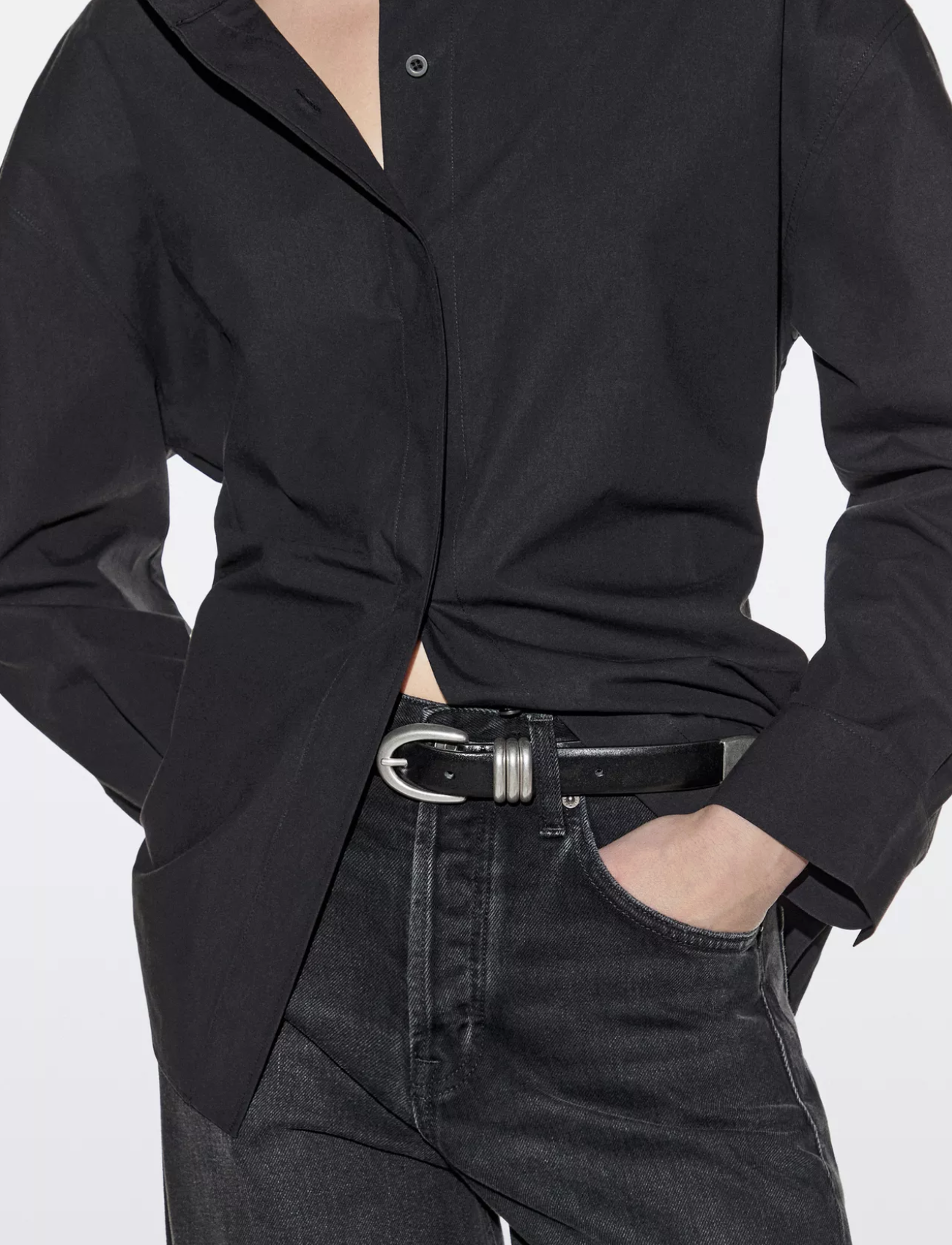 MASSIMO DUTTI, Nappa leather belt with metal detail