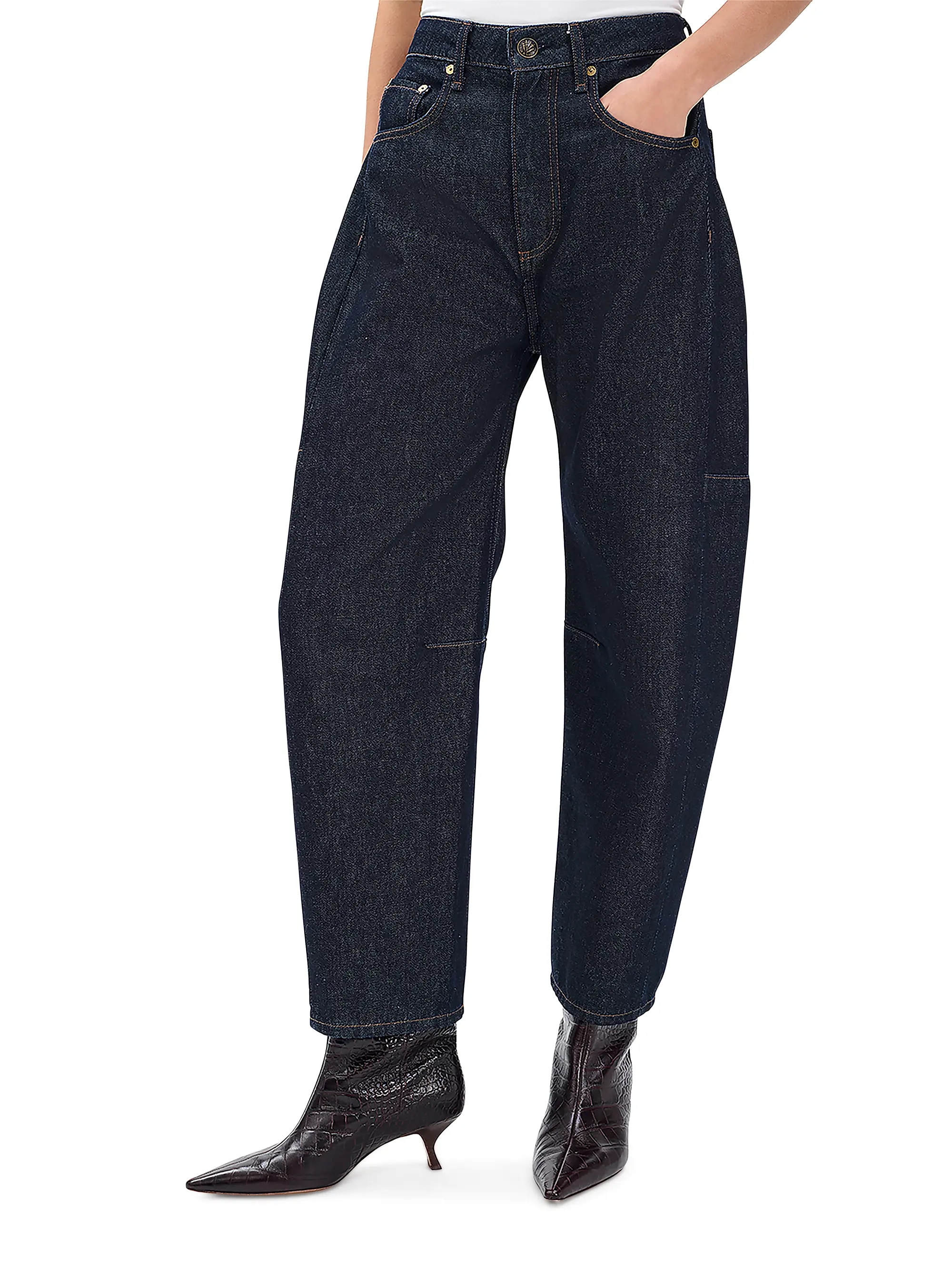 Charlie High-Rise Ankle Barrel-Leg Jeans