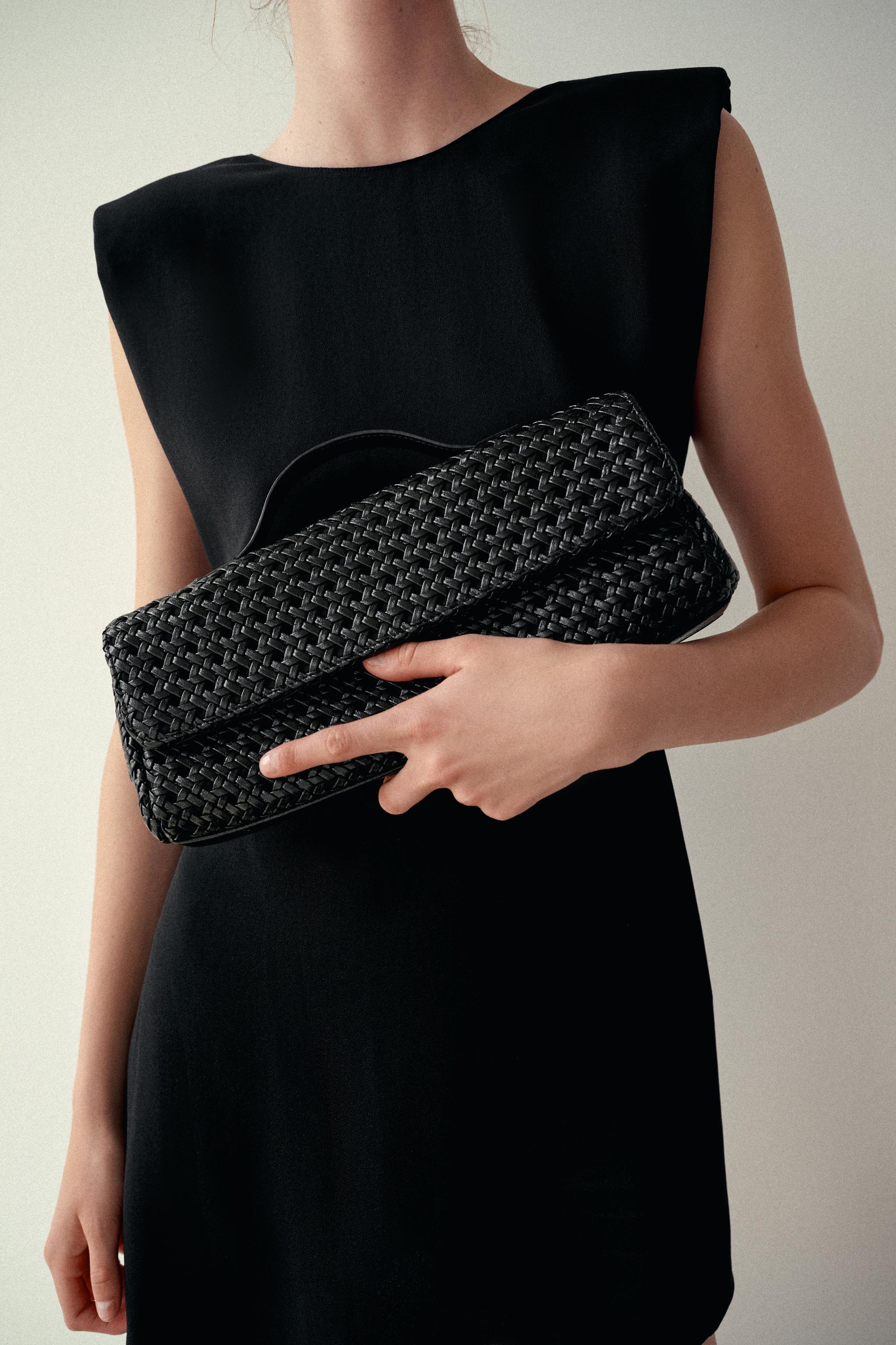 Braided Clutch Bag - Black - One Size Only
