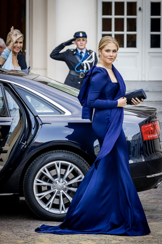 Princess Amalia of The Netherlands attends a diner gala the Council of State at Palace Noordeinde on September 18, 2024 in The Hague, Netherlands