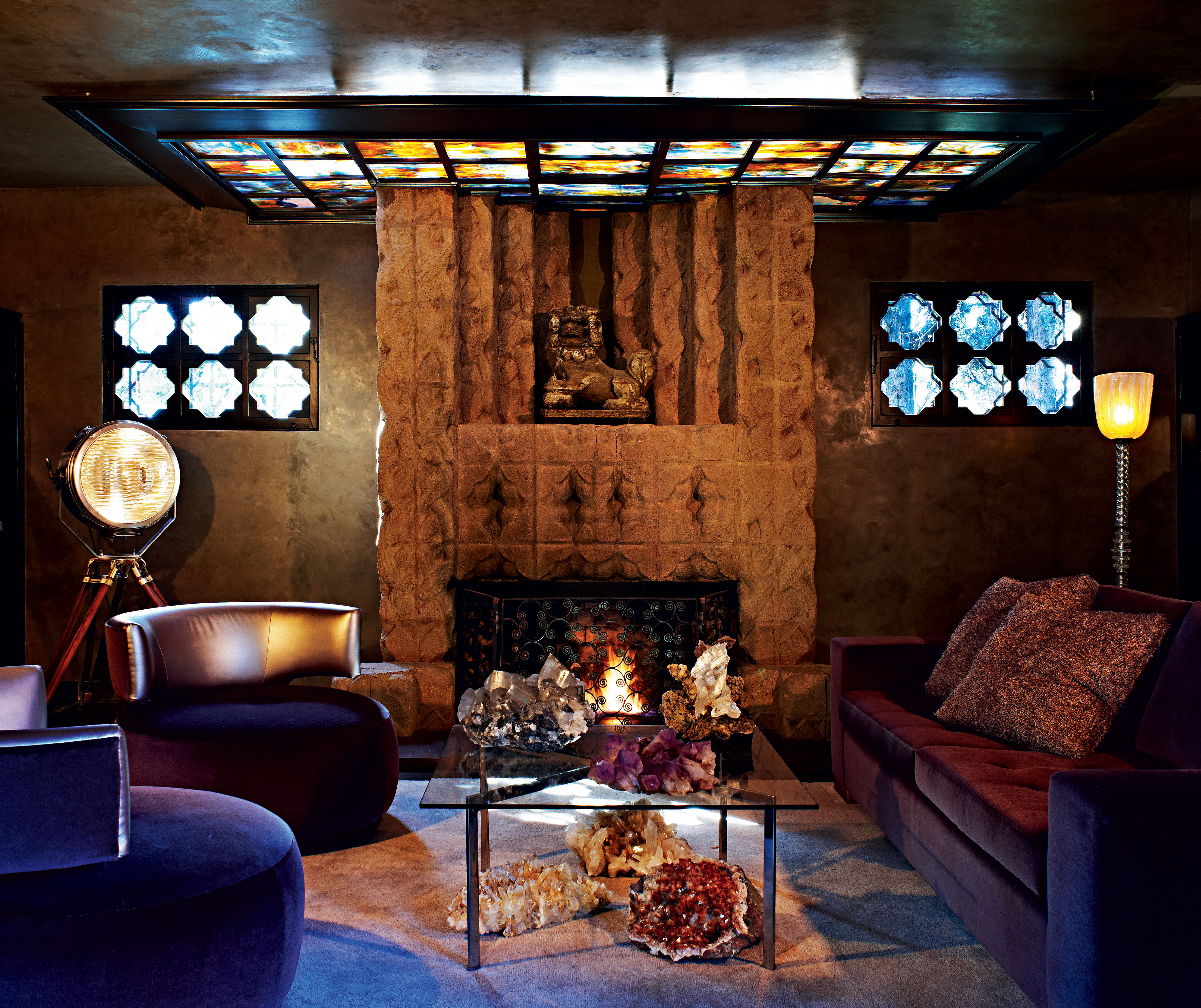 Living room with sofas & crystals