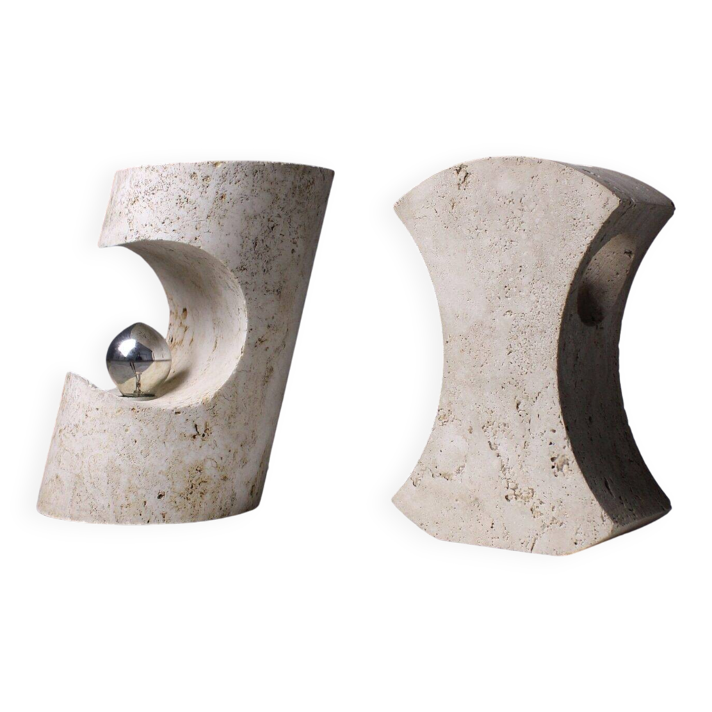 Travertine Table Lamps by Giuliano Cesari &amp;amp; Enrico Panzeri for Nucleo Sormani, 1971
