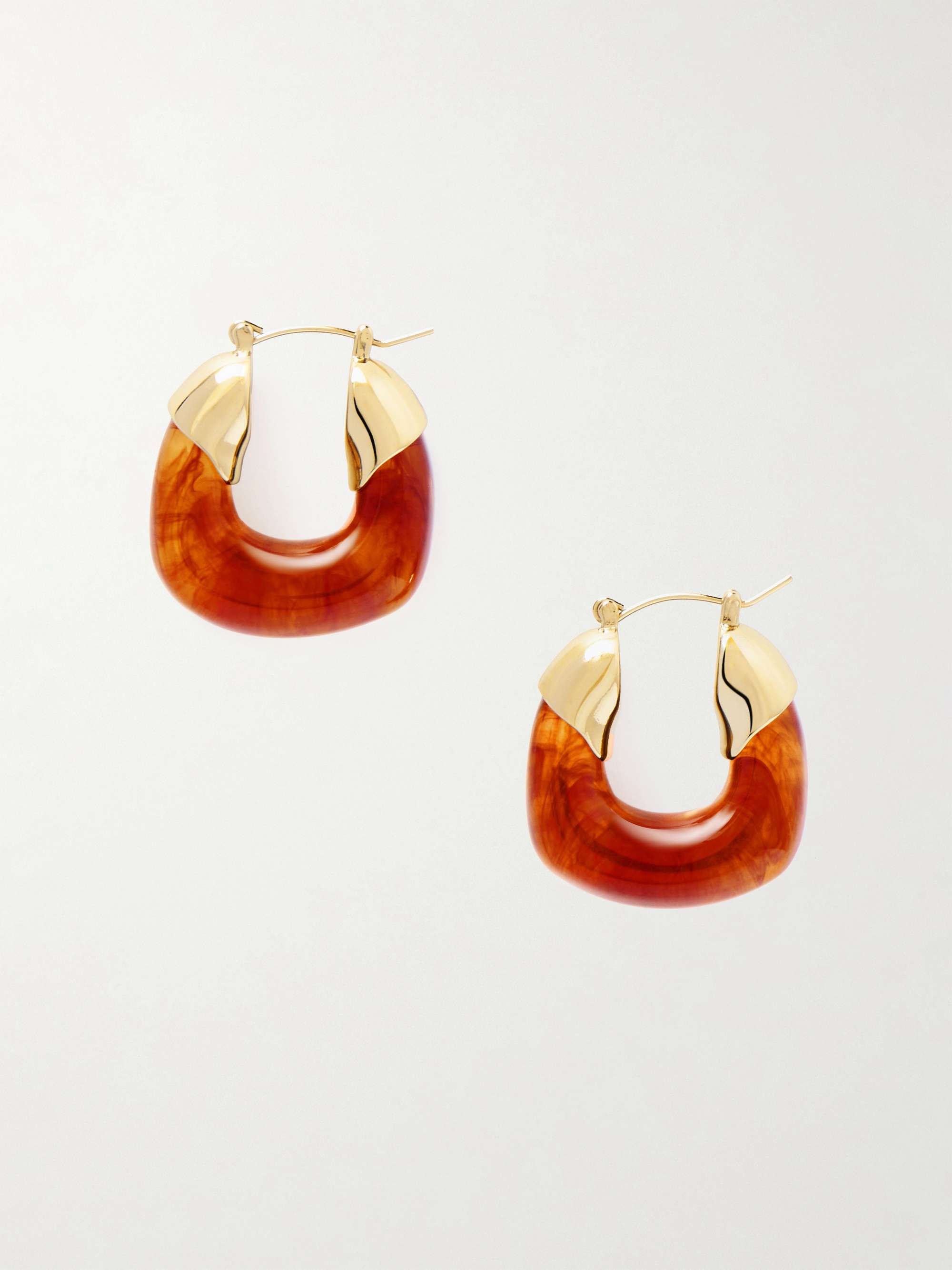 Mini Organic Gold-Plated Resin Hoop Earrings