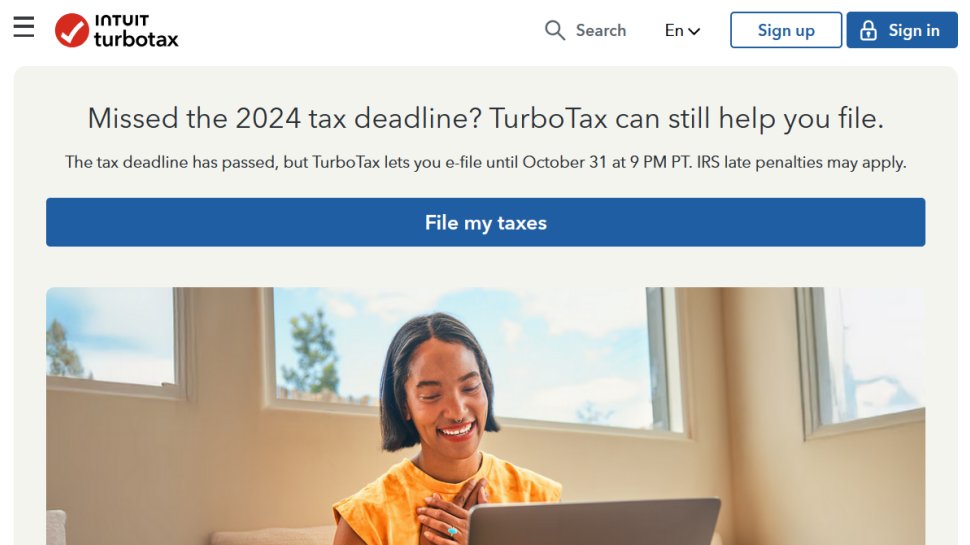 TurboTax website screenshot (October 2025).
